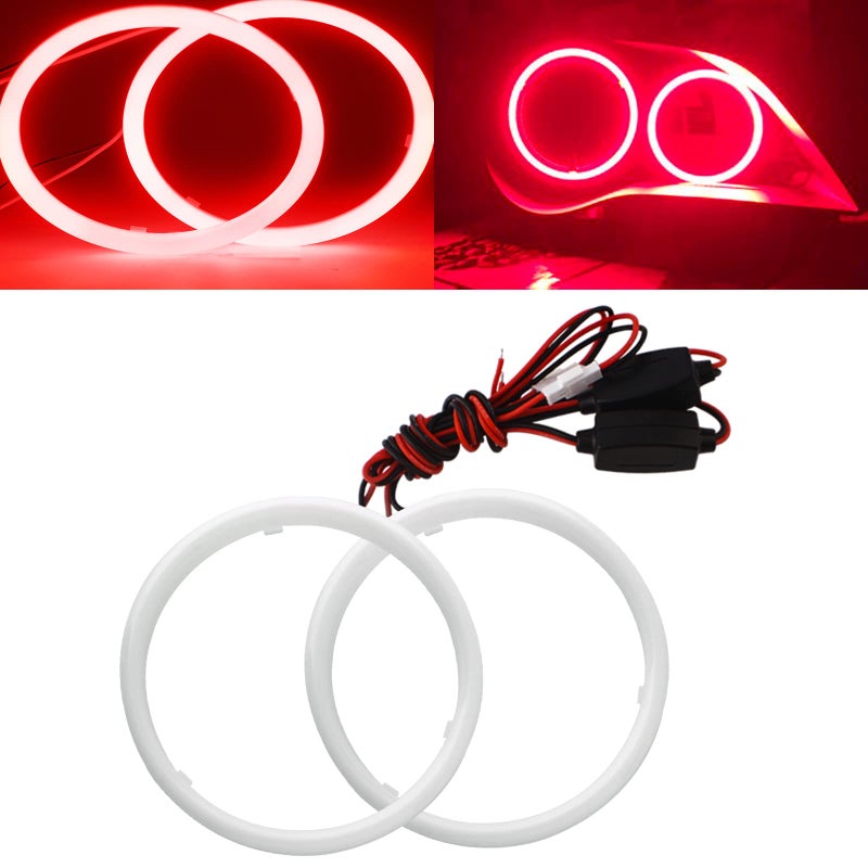 QasimLED 110MM Red Angel Eyes 78SMD COB LED Driving Light DRL Halo Ring Day Decorative Warning Lights 9-30V DC,1 Pair - Image 1